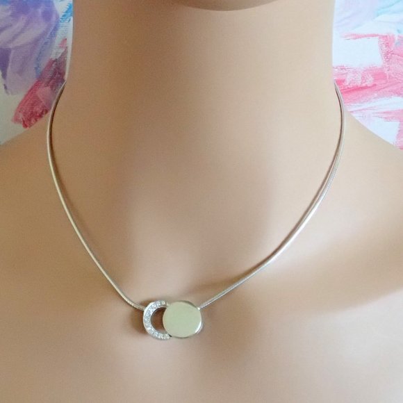 Rare! Authentic Modernist Dinh Van 18k White Gold Diamond Ombre De Lune Necklace - Picture 6 of 12